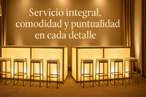 Detalle de barra iluminada y periqueras para eventos en Puebla