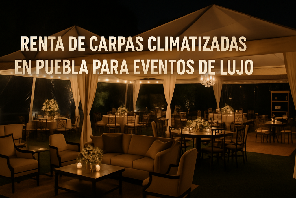 Detalle de carpas climatizadas para eventos en Puebla con mobiliario de lujo